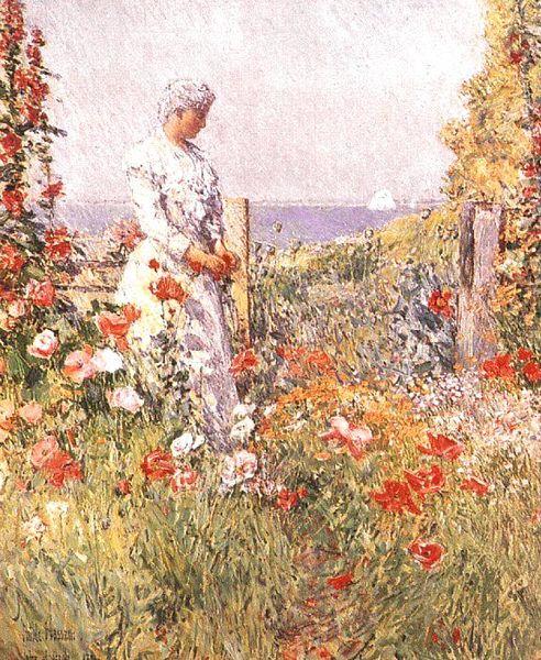 Childe Hassam Thaxter in Her Garden oil painting picture